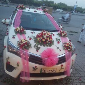 Mixed Rose and Chrysanthemum Pink Net Car Decor