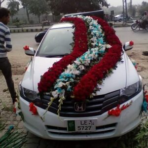 Fresh Red Rose and Blue Lily Triple-Wave Car Decor