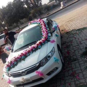 Fresh Pink, Red, and Blue Rose and Lily Gradient Car Decor