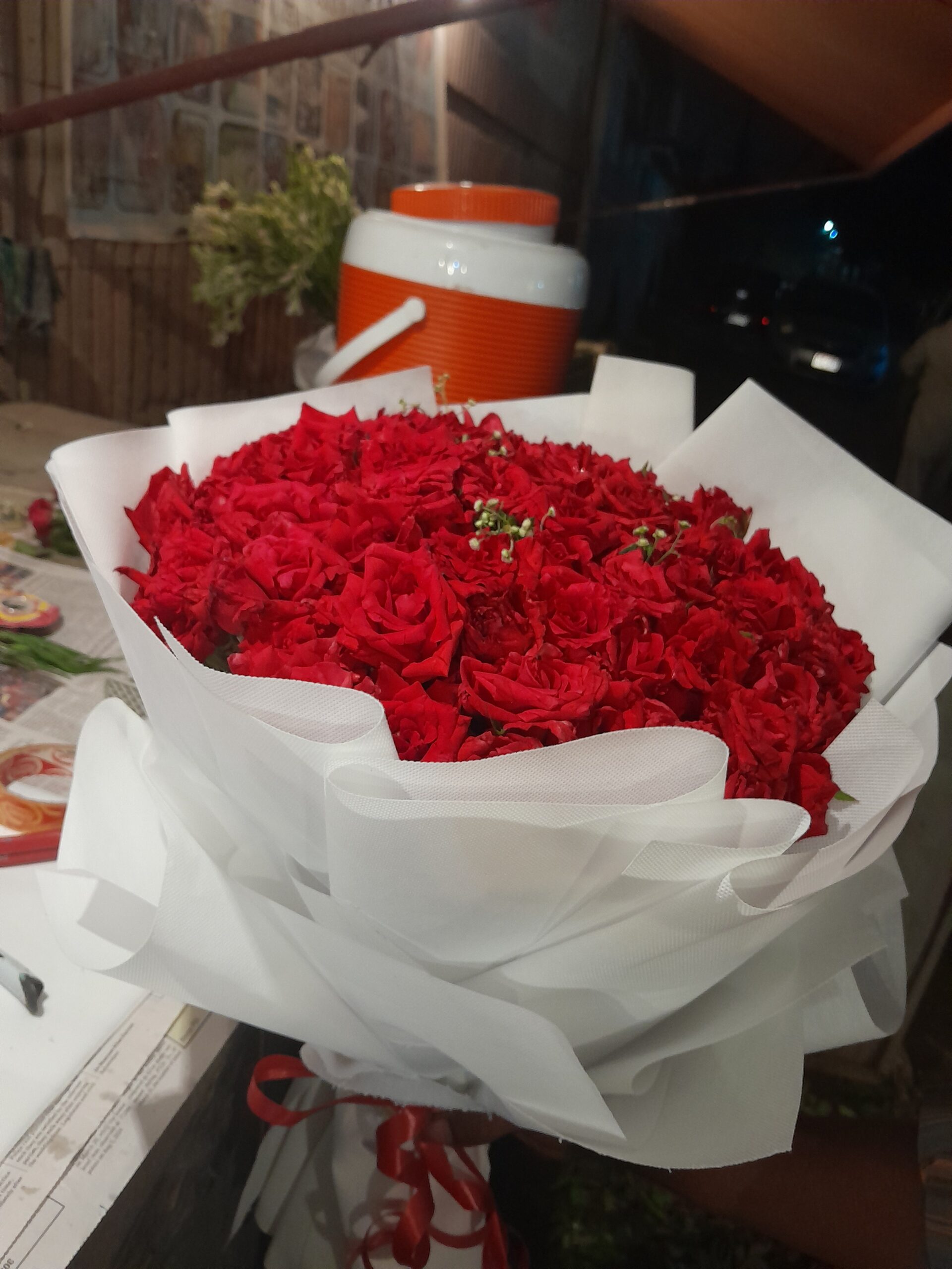Red Roses Bouquet In white sheet - Image 2