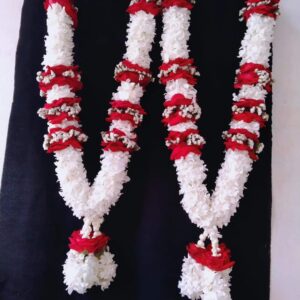 Artisanal Red Rose & White Jasmine "Motiya" Layered Imperial Haar