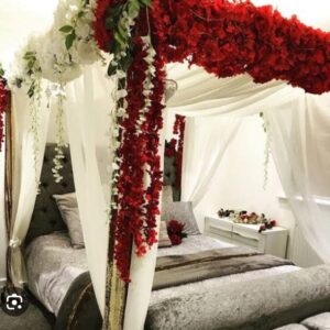 Royal Crimson & Ivory Canopy Room Decor