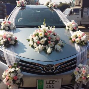 Fresh Pink Rose and White Chrysanthemum Gala Car Decor
