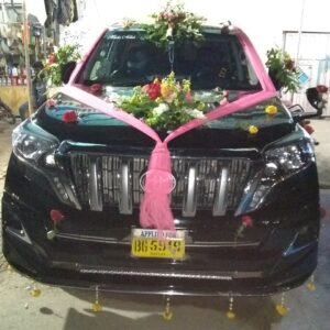 Fresh Mixed Floral Centerpiece with Pink Silk Ribbon Drape