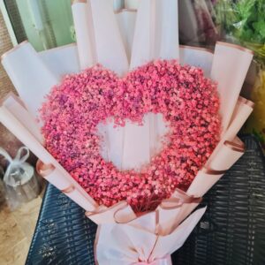 Heart Shape Bouquet Of Pure & Imported Baby Breath With Pink Color Of Shade