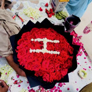 Red Roses Bouquet In Black Wrapping