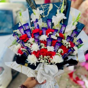 CHOCOLATTE BOUQUET WITH FLOWERS [ WITH 24 CHOCOLATES ]